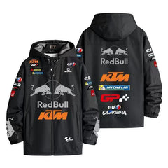 バイカースタイル アウター スポンサー風プリント RED BULL KTM メンズ 防風 防寒 レーシングジャケット