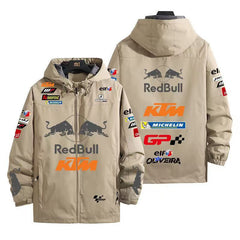 バイカースタイル アウター スポンサー風プリント RED BULL KTM メンズ 防風 防寒 レーシングジャケット