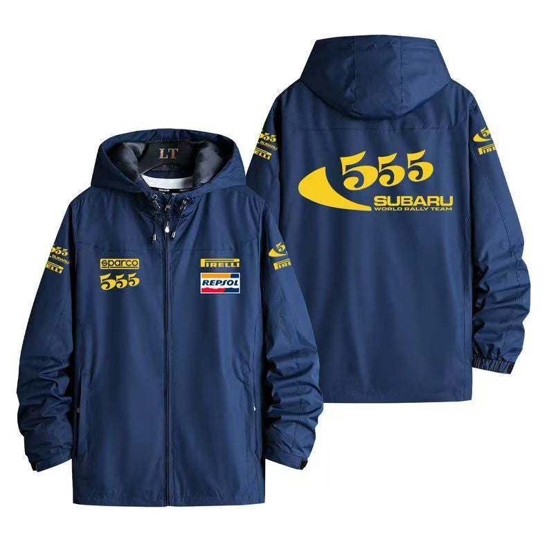 バイカースタイル アウター スポンサー風プリント 555 メンズ 防風 防寒 レーシングジャケット