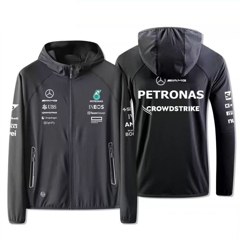 バイカースタイル アウター F1モータースポーツ風 薄手 メンズ バイク用 UVカットジャケット