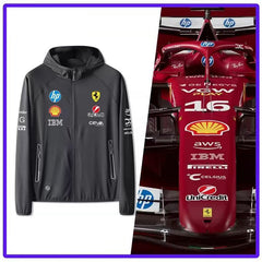 バイカースタイル アウター F1チーム風 スポンサー風ロゴ 薄手 メンズ バイク用 UVカットジャケット