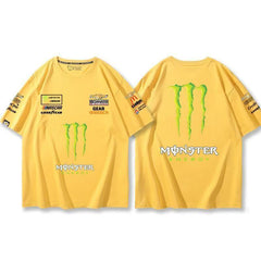 バイカースタイル トップス モータースポーツ風 ロゴプリント ユニセックス 半袖Ｔシャツ