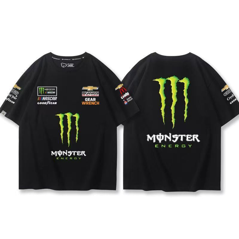 バイカースタイル トップス モータースポーツ風 ロゴプリント ユニセックス 半袖Ｔシャツ