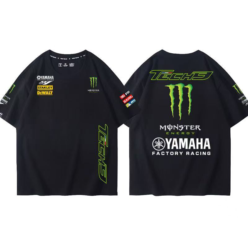 バイカースタイル トップス  レーシングロゴ クール系 ユニセックス 半袖Tシャツ