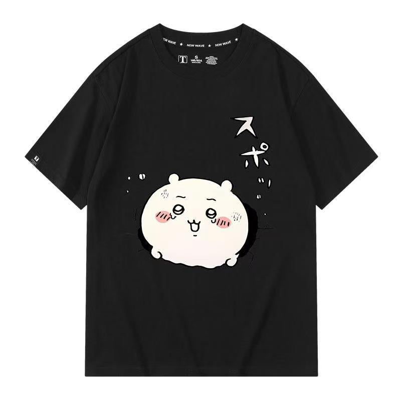 可愛いキャラ ゆるかわ トップス 興奮した気持ち ユニセックス 半袖Ｔシャツ