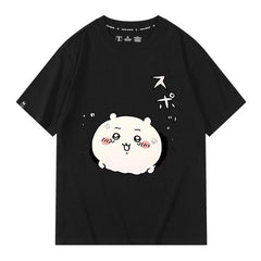 可愛いキャラ ゆるかわ トップス 興奮した気持ち ユニセックス 半袖Ｔシャツ