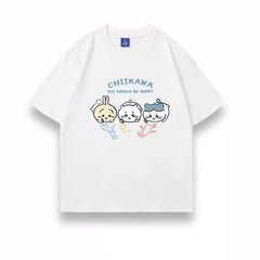 可愛いキャラ ゆるかわ トップス 絵を描く ユニセックス 半袖Ｔシャツ
