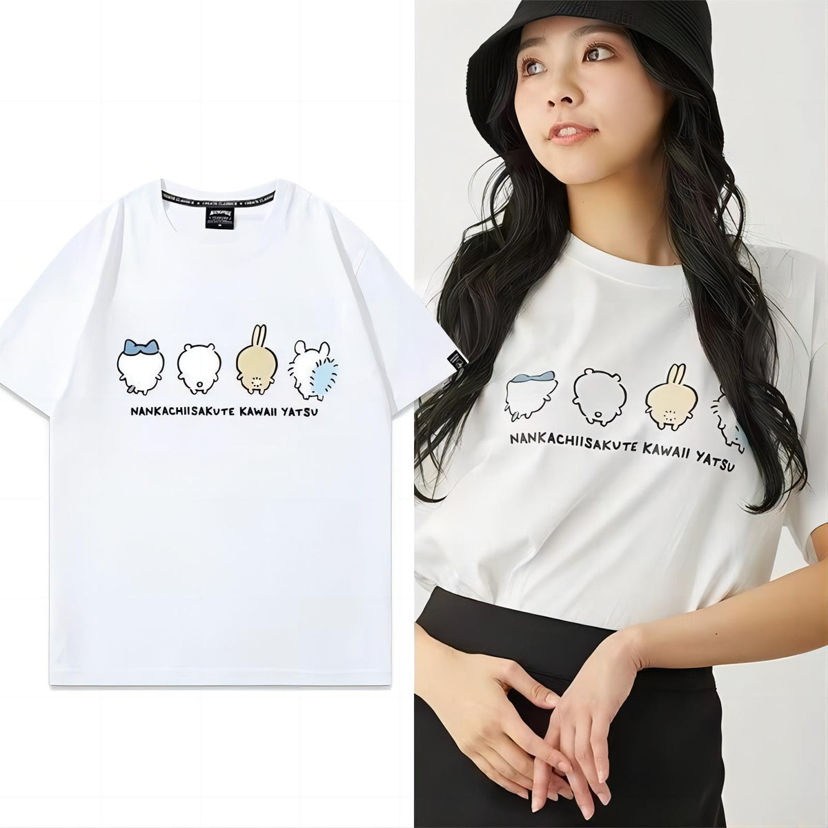 可愛いキャラ ゆるかわ トップス 可愛い後ろ姿 ユニセックス 半袖Ｔシャツ