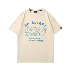 可愛いキャラ ゆるかわ トップス GOOD NIGHT ユニセックス 半袖Ｔシャツ