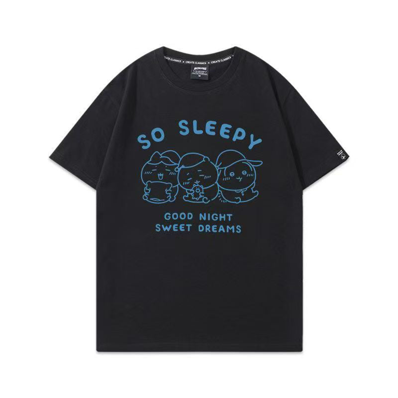 可愛いキャラ ゆるかわ トップス GOOD NIGHT ユニセックス 半袖Ｔシャツ