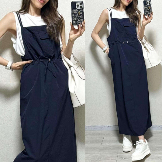 絶対欲しい カジュアル 無地 スリット ノースリーブ キャミワンピース 大人カジュアル fashion ootd 夏コーデ ファッション coordinateコーディネート 夏服 カジュアルコーデ 今日のコーデ 大人コーデ レディース