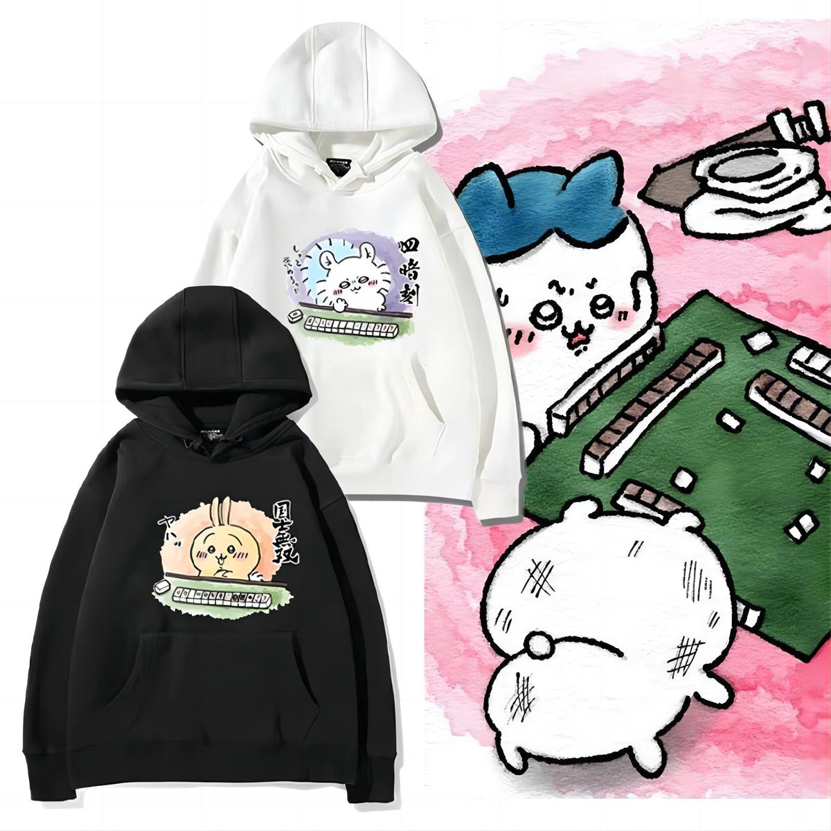 可愛いキャラ ゆるかわ トップス 麻雀対決 ユニセックス 長袖 パーカー