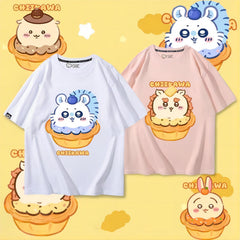 可愛いキャラ ゆるかわ トップス エッグタルト ユニセックス 半袖Ｔシャツ
