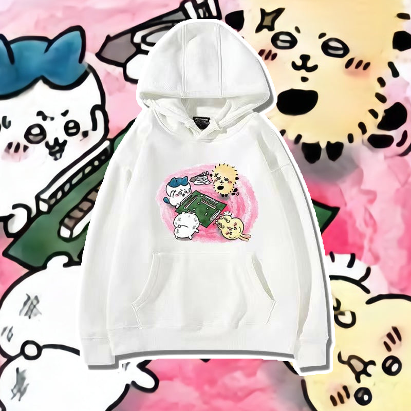 可愛いキャラ ゆるかわ トップス 麻雀バトル ユニセックス 長袖 パーカー