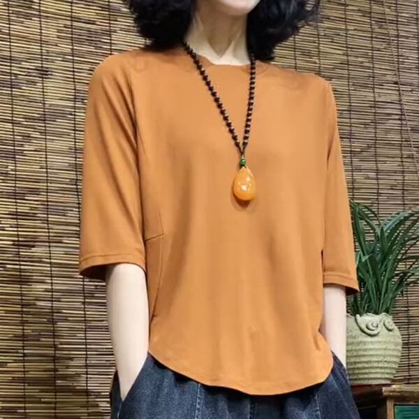 超かわいい 森ガール 無地 ラウンドネック 定番 半袖 Tシャツ 大人カジュアル fashion ootd 夏コーデ ファッション coordinateコーディネート 夏服 カジュアルコーデ 今日のコーデ 大人コーデ レディース