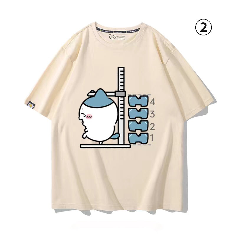 可愛いキャラ ゆるかわ トップス 身長を測る ‌ユニセックス 半袖Ｔシャツ