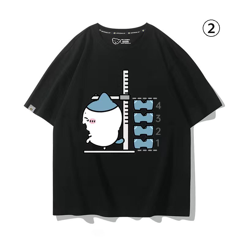 可愛いキャラ ゆるかわ トップス 身長を測る ‌ユニセックス 半袖Ｔシャツ