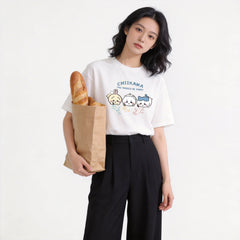 可愛いキャラ ゆるかわ トップス 絵を描く ユニセックス 半袖Ｔシャツ