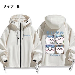 可愛いキャラ ゆるかわ ジャケット 4コマ 日常 ユニセックス プリント カジュアル アウター