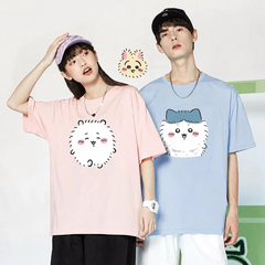 可愛いキャラ ゆるかわ トップス 毛が逆立った表情 ユニセックス 半袖Ｔシャツ