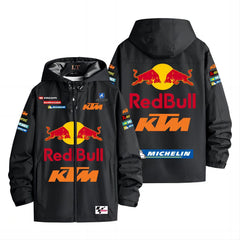 バイカースタイル アウター スポンサー風プリント メンズ 防風 防寒 レーシングジャケット