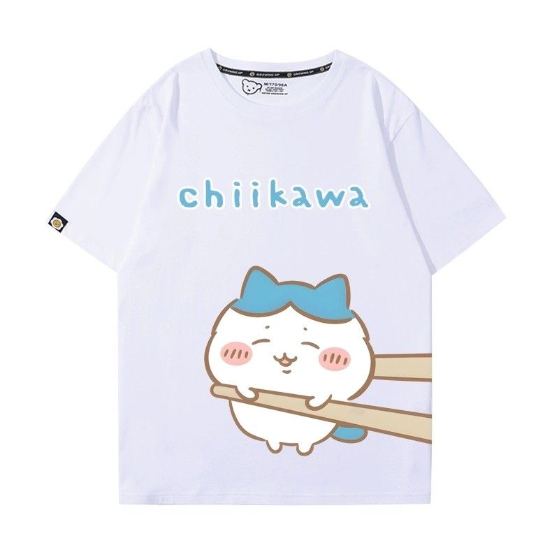 ちいかわシリーズ トップス 箸で挟まれる ハチワレ ユニセックス 半袖Ｔシャツ