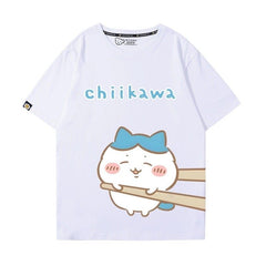 ちいかわシリーズ トップス 箸で挟まれる ハチワレ ユニセックス 半袖Ｔシャツ