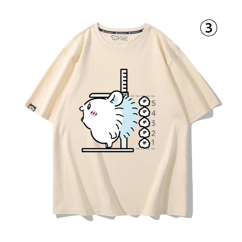 可愛いキャラ ゆるかわ トップス 身長を測る ‌ユニセックス 半袖Ｔシャツ