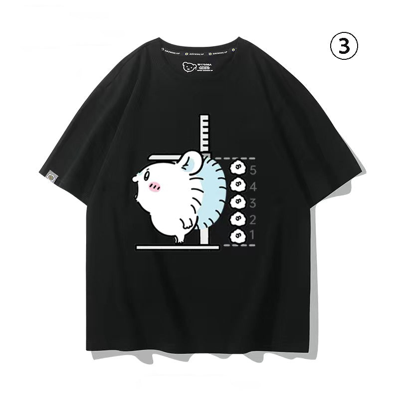 可愛いキャラ ゆるかわ トップス 身長を測る ‌ユニセックス 半袖Ｔシャツ