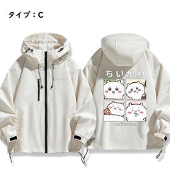 可愛いキャラ ゆるかわ ジャケット 4コマ 日常 ユニセックス プリント カジュアル アウター