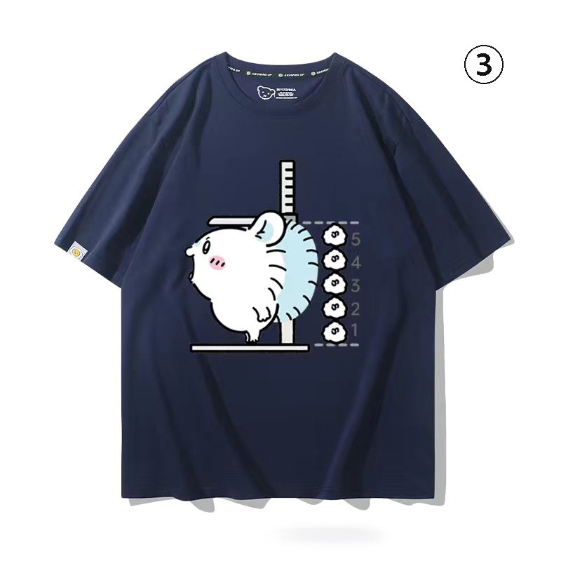 可愛いキャラ ゆるかわ トップス 身長を測る ‌ユニセックス 半袖Ｔシャツ