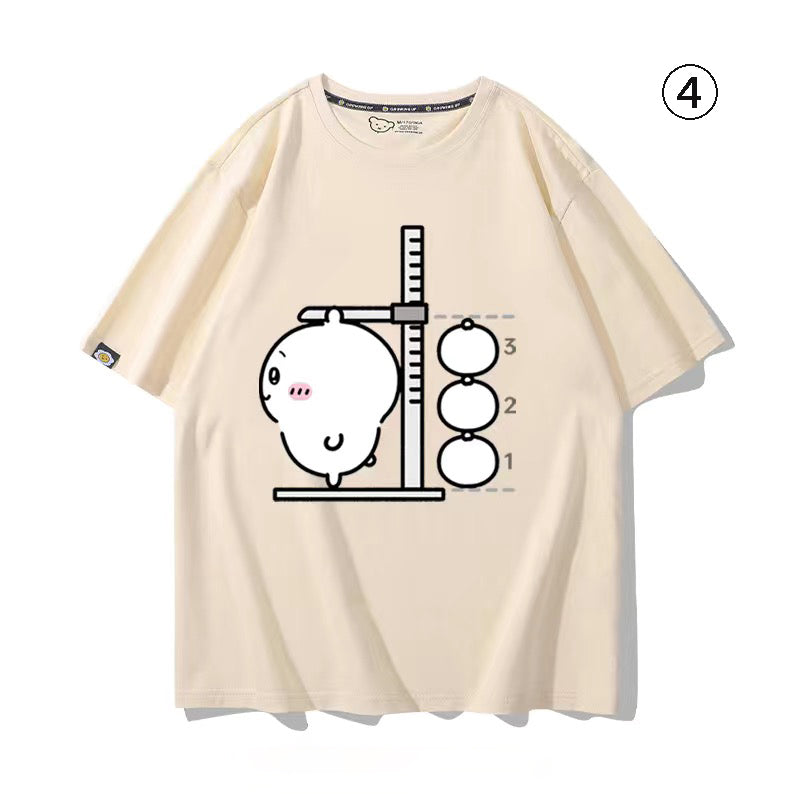 可愛いキャラ ゆるかわ トップス 身長を測る ‌ユニセックス 半袖Ｔシャツ