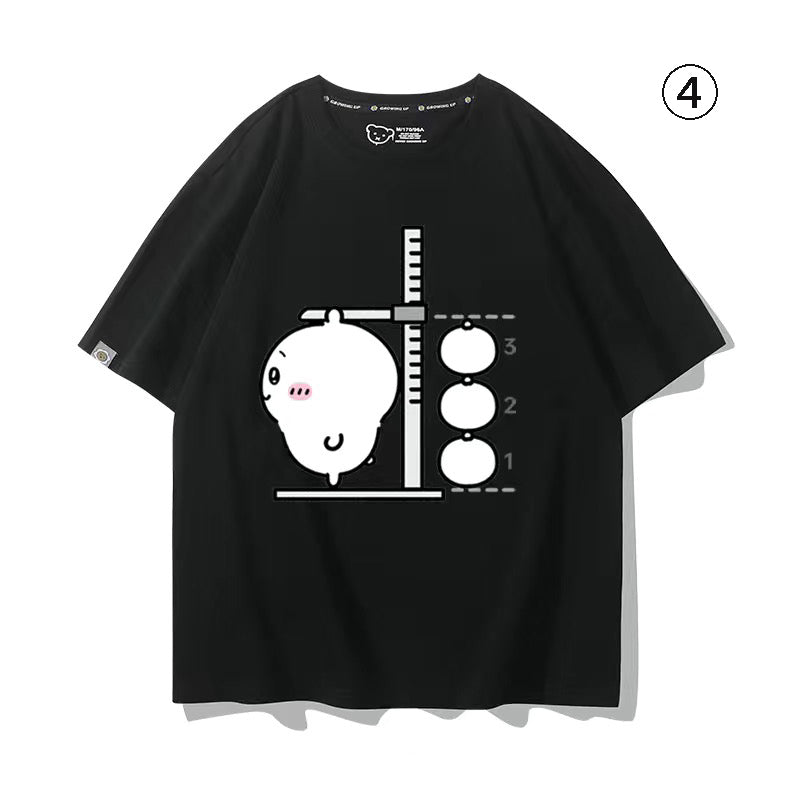 可愛いキャラ ゆるかわ トップス 身長を測る ‌ユニセックス 半袖Ｔシャツ