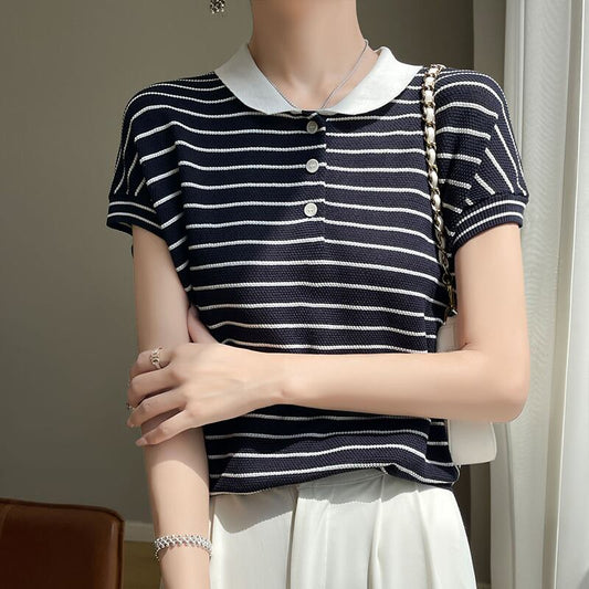 大人かわいい ボーダー poloネック 半袖 Tシャツ 大人カジュアル fashion ootd 夏コーデ ファッション coordinateコーディネート 夏服 カジュアルコーデ 今日のコーデ 大人コーデ レディース