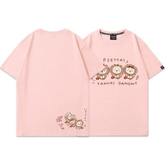 可愛いキャラ ゆるかわ トップス たぬき ユニセックス 半袖Ｔシャツ