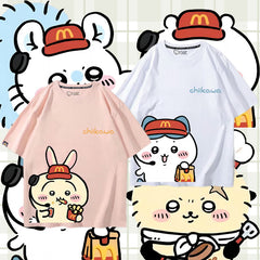 可愛いキャラ ゆるかわ トップス  アルバイト ユニセックス 半袖Ｔシャツ