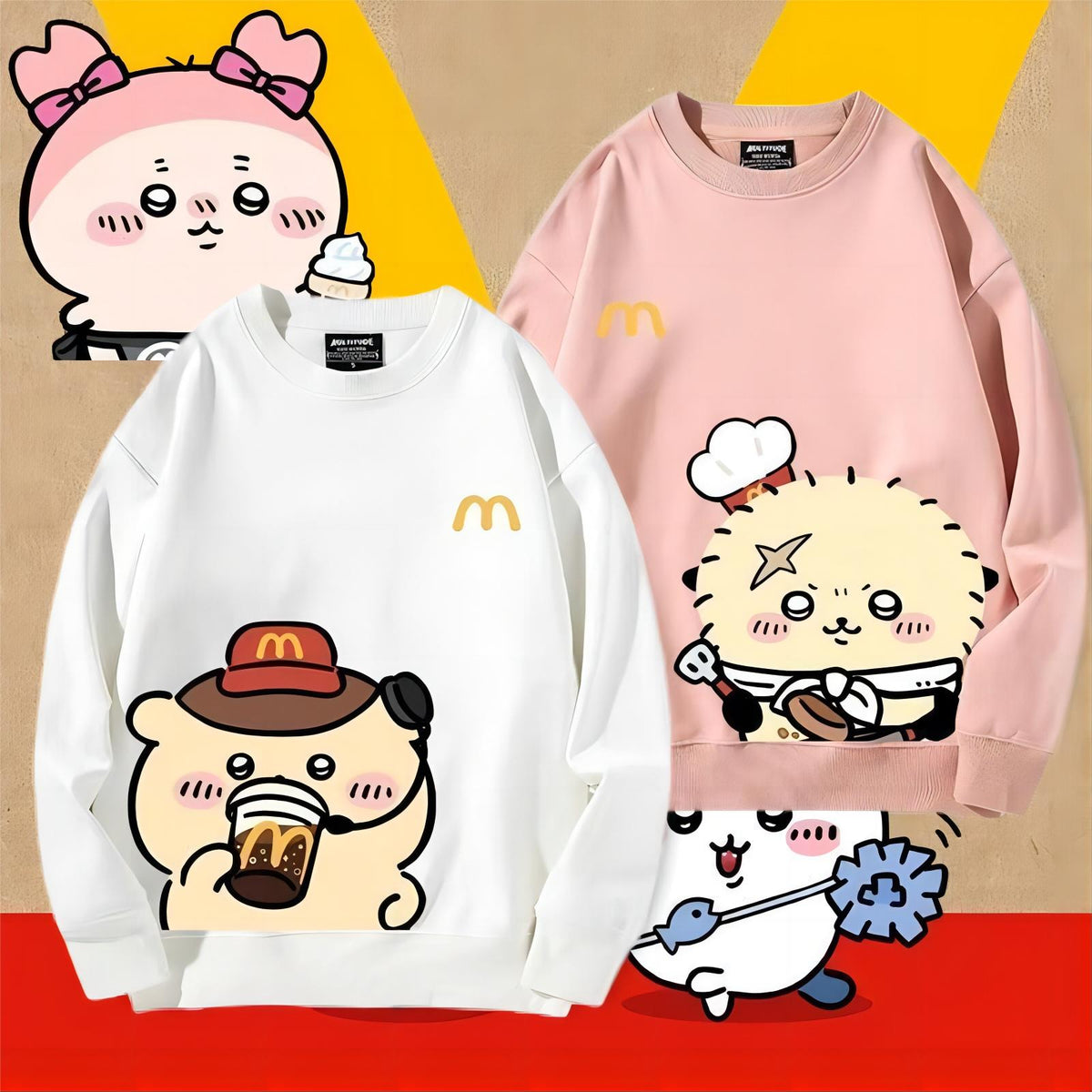 可愛いキャラ ゆるかわ トップス マック アルバイト ユニセックス 長袖 スウェット