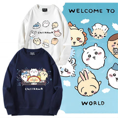可愛いキャラ ゆるかわ トップス  楽しい世界 ユニセックス 長袖 スウェット