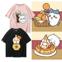 可愛いキャラ ゆるかわ トップス 美食 ユニセックス 半袖Ｔシャツ