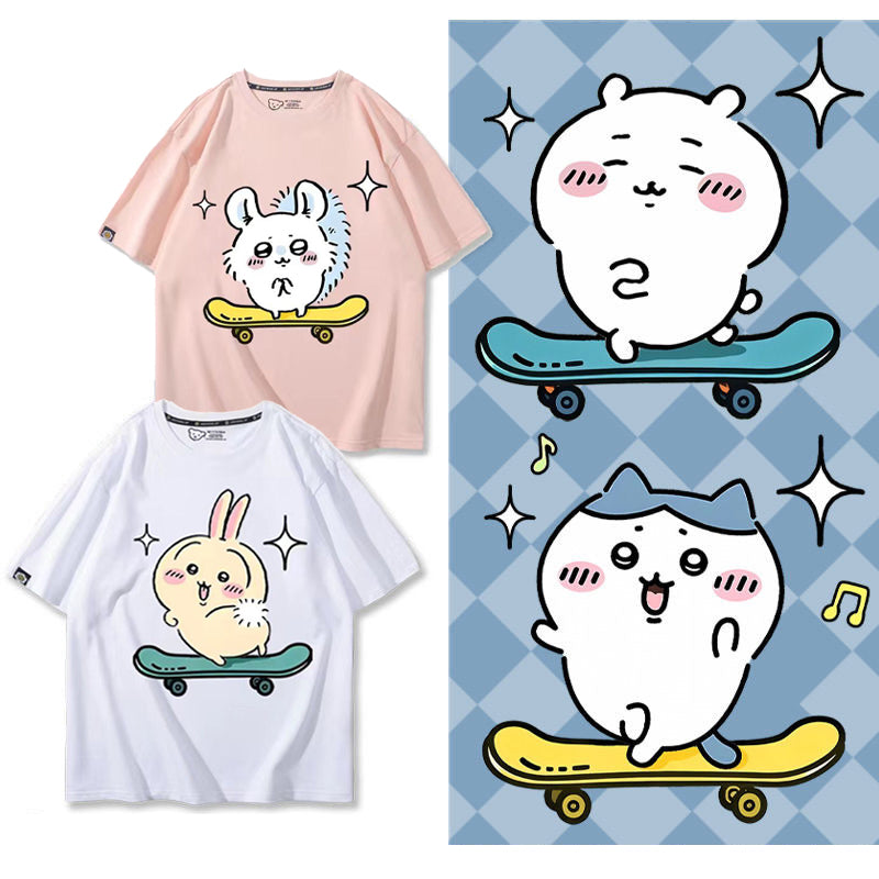 可愛いキャラ ゆるかわ トップス キックボード ユニセックス 半袖Ｔシャツ
