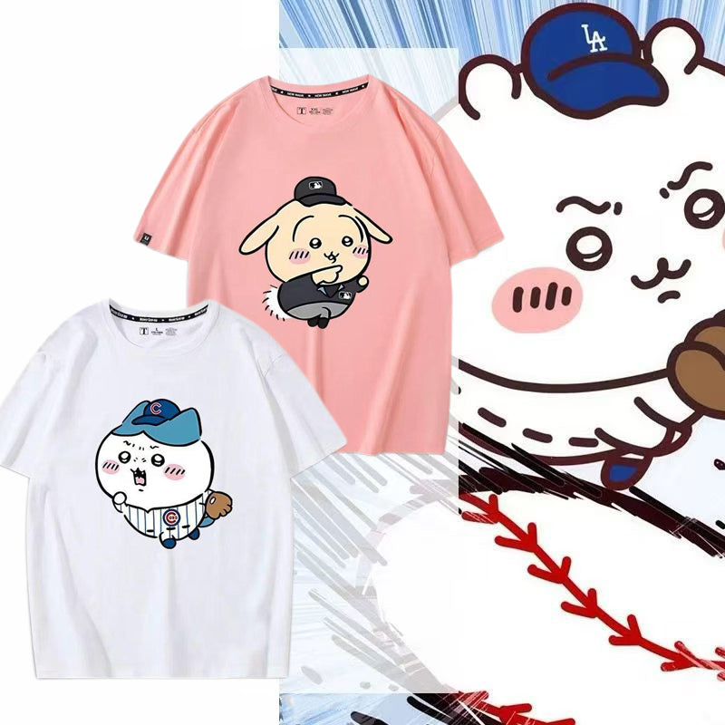 可愛いキャラ ゆるかわ トップス 野球 ユニセックス 半袖Ｔシャツ