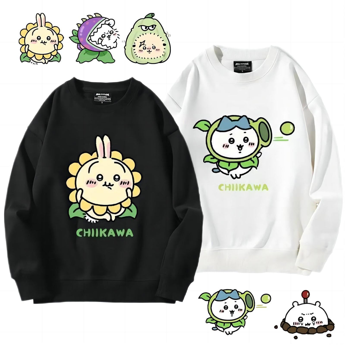 可愛いキャラ ゆるかわ トップス ポップなモンスター柄 ユニセックス 長袖 スウェット