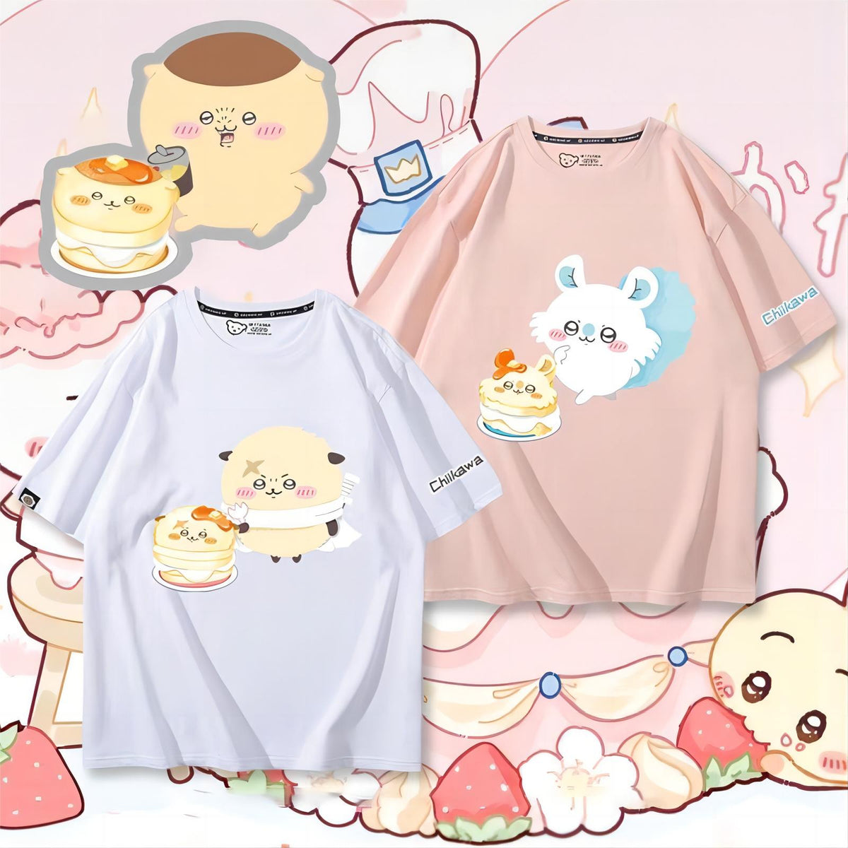 可愛いキャラ ゆるかわ トップス ケーキ ユニセックス 半袖Ｔシャツ