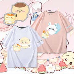 可愛いキャラ ゆるかわ トップス ケーキ ユニセックス 半袖Ｔシャツ