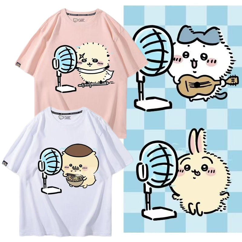 可愛いキャラ ゆるかわ トップス 扇風機 ユニセックス 半袖Ｔシャツ