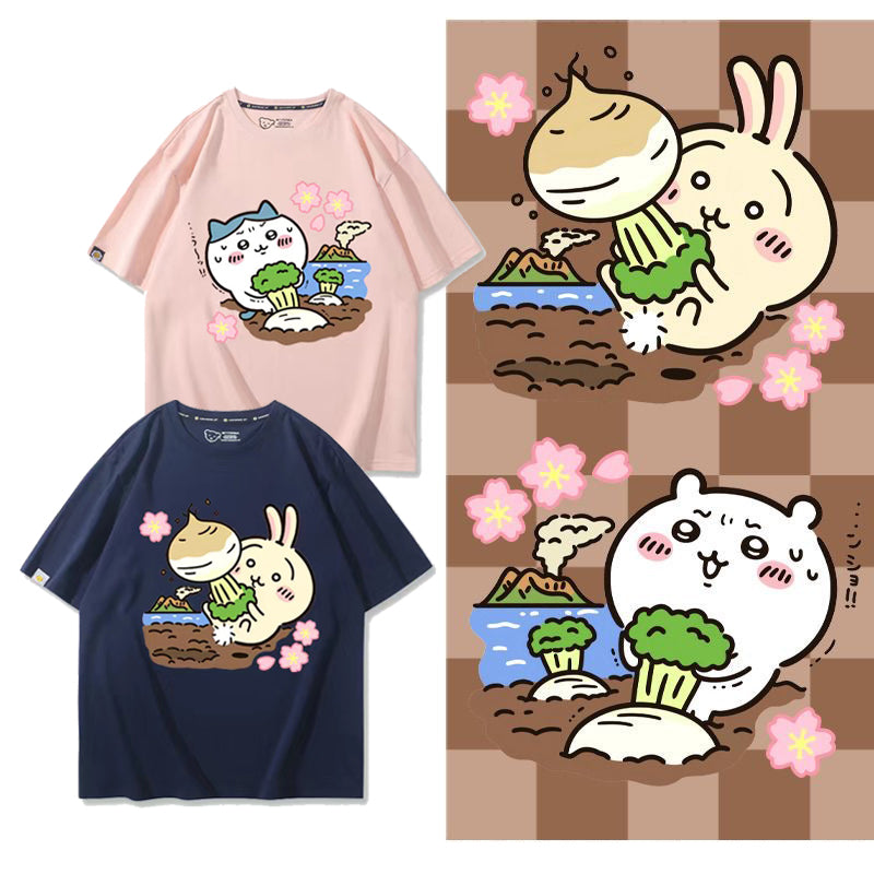 可愛いキャラ ゆるかわ トップス 大根を抜く ユニセックス 半袖Ｔシャツ