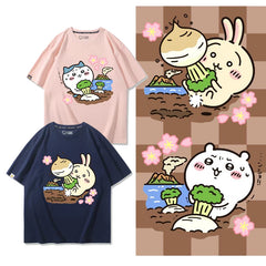 可愛いキャラ ゆるかわ トップス 大根を抜く ユニセックス 半袖Ｔシャツ