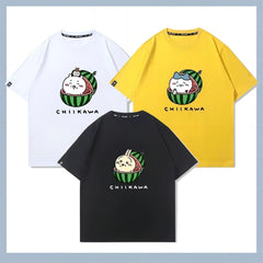 可愛いキャラ ゆるかわトップス 美味しいスイカ ユニセックス 半袖Ｔシャツ