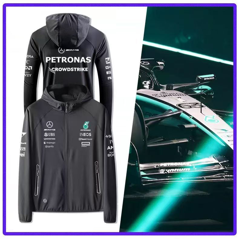 バイカースタイル アウター F1モータースポーツ風 薄手 メンズ バイク用 UVカットジャケット