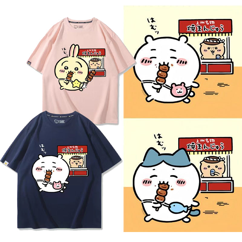 可愛いキャラ ゆるかわ トップス 焼きまんじゅう ユニセックス 半袖Ｔシャツ